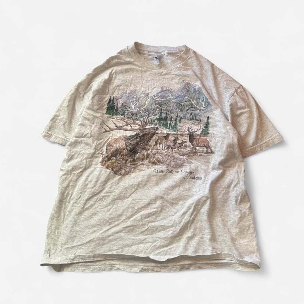 Vintage 1996 Jerzees Montana Nature Elk T-Shirt